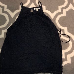 A navy lace tank top